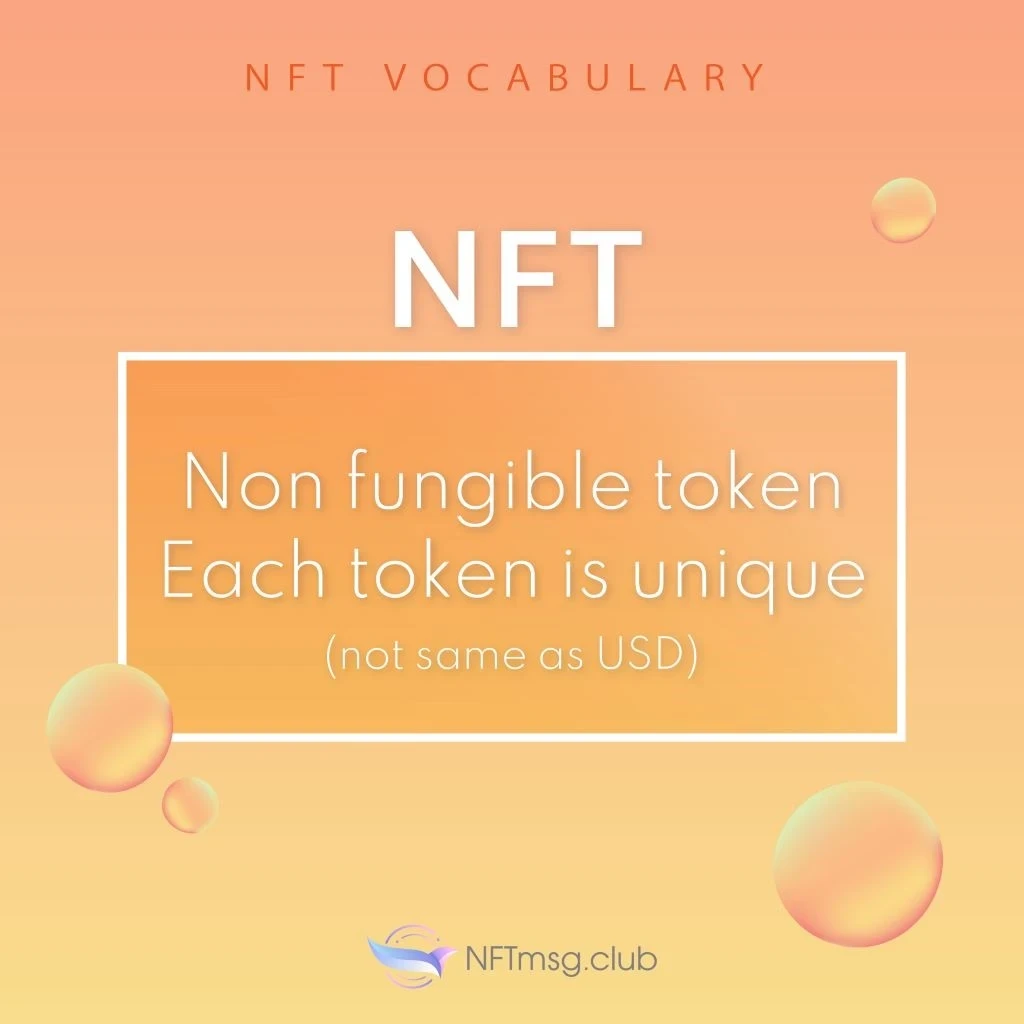 Non fungile token, Each token is unique (Not same as USD)