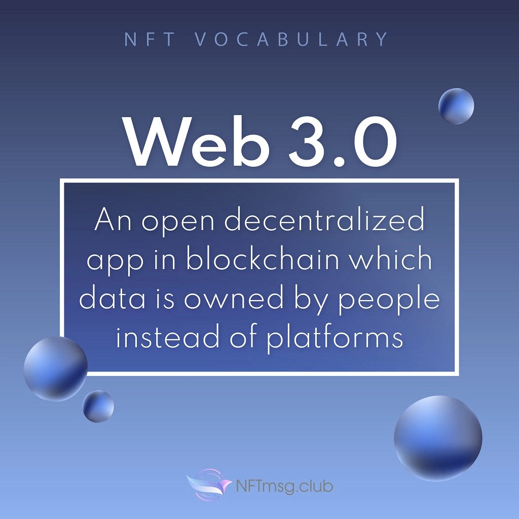 Web 3.0 is an open decentralized app in blockchian which data is owned by people instead of platforms